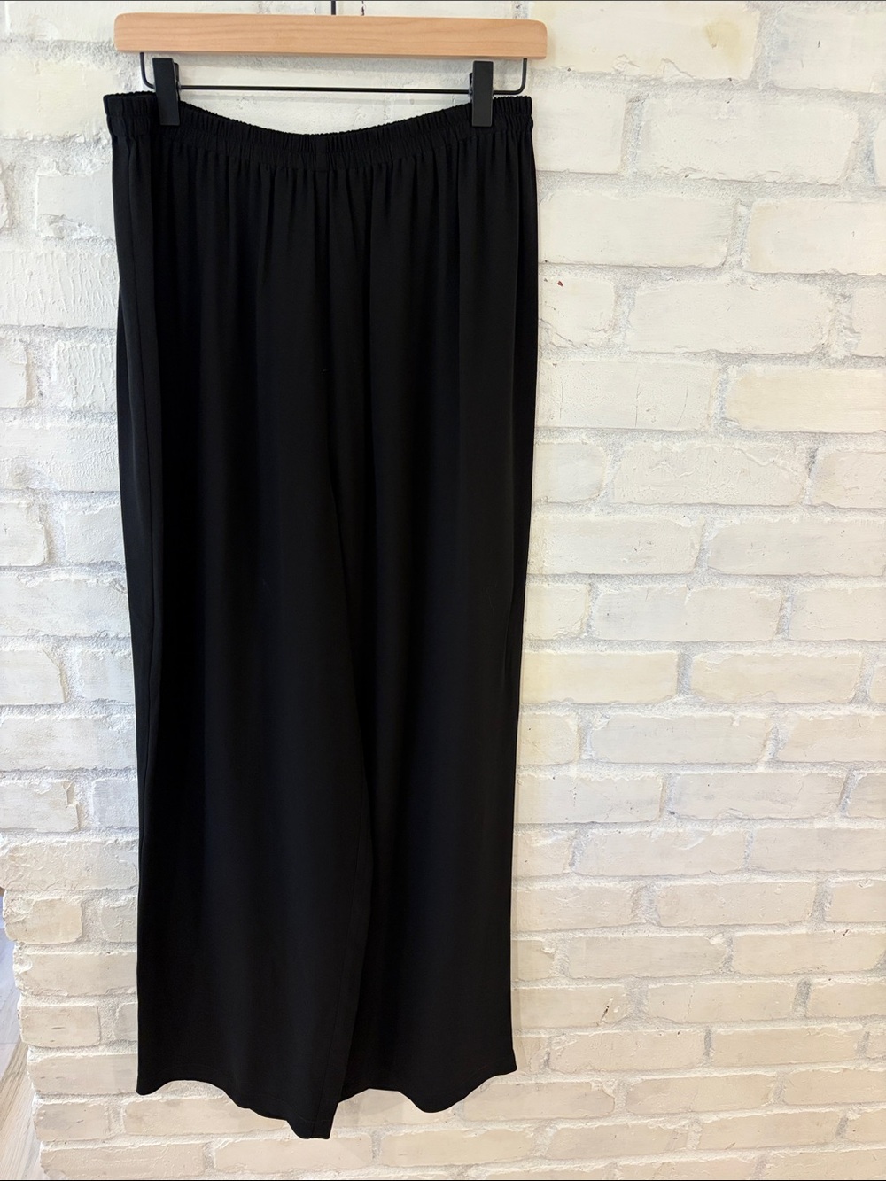 Eileen Fisher Black Silk Georgette Wide Leg Pants (B4)